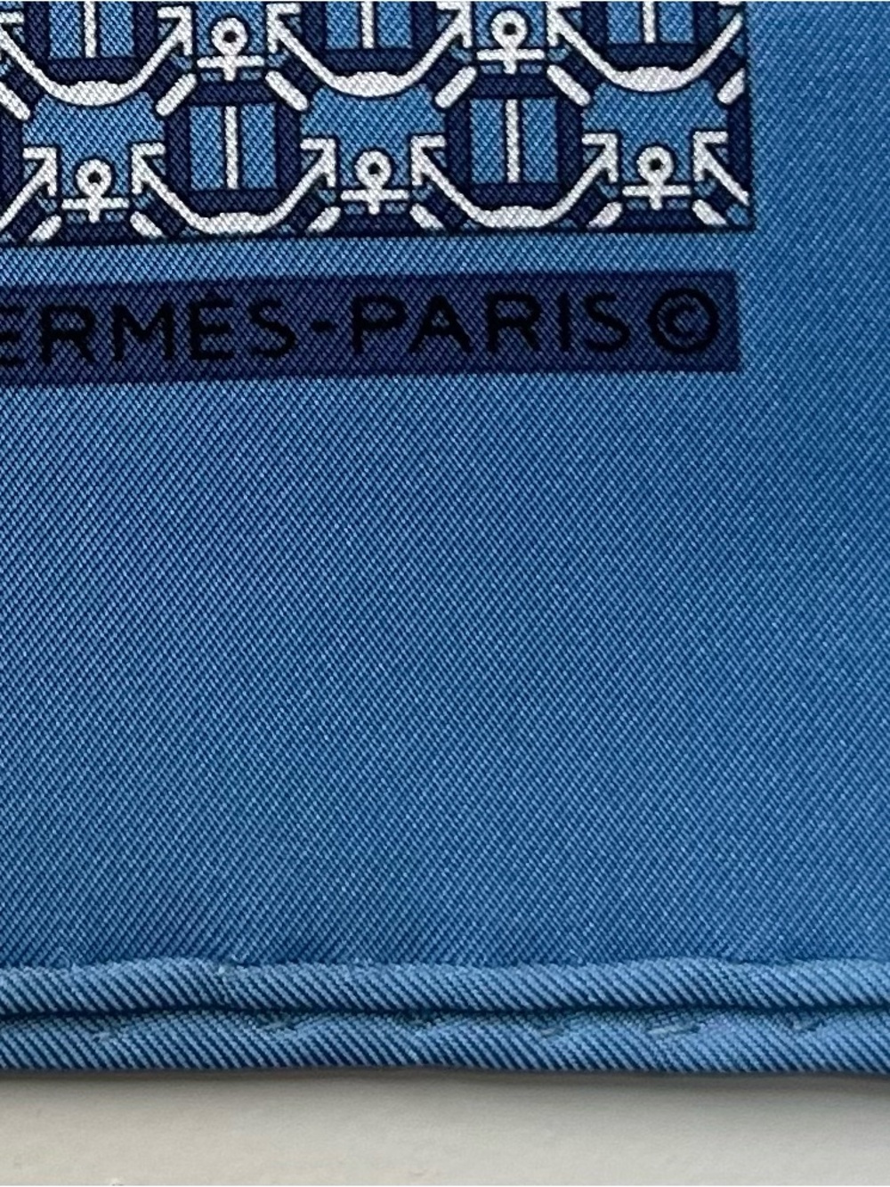Hermes Paris Silk Scarf Blue Anchor Print - Picture 5 of 6